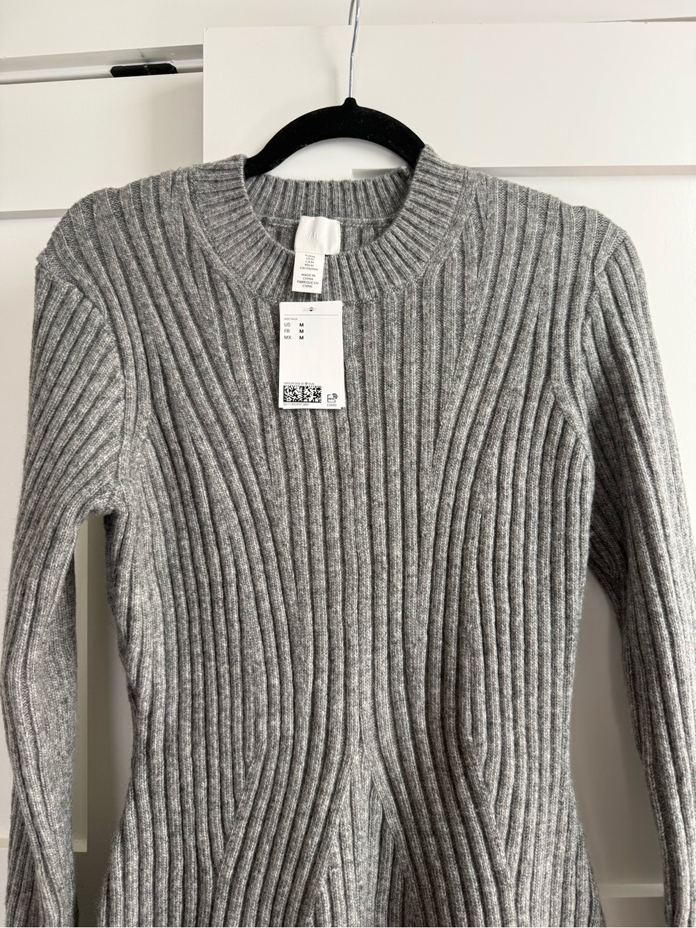 H&M Ribbed Knit Long Sleeve Dress - Gray - Picture 4 of 5